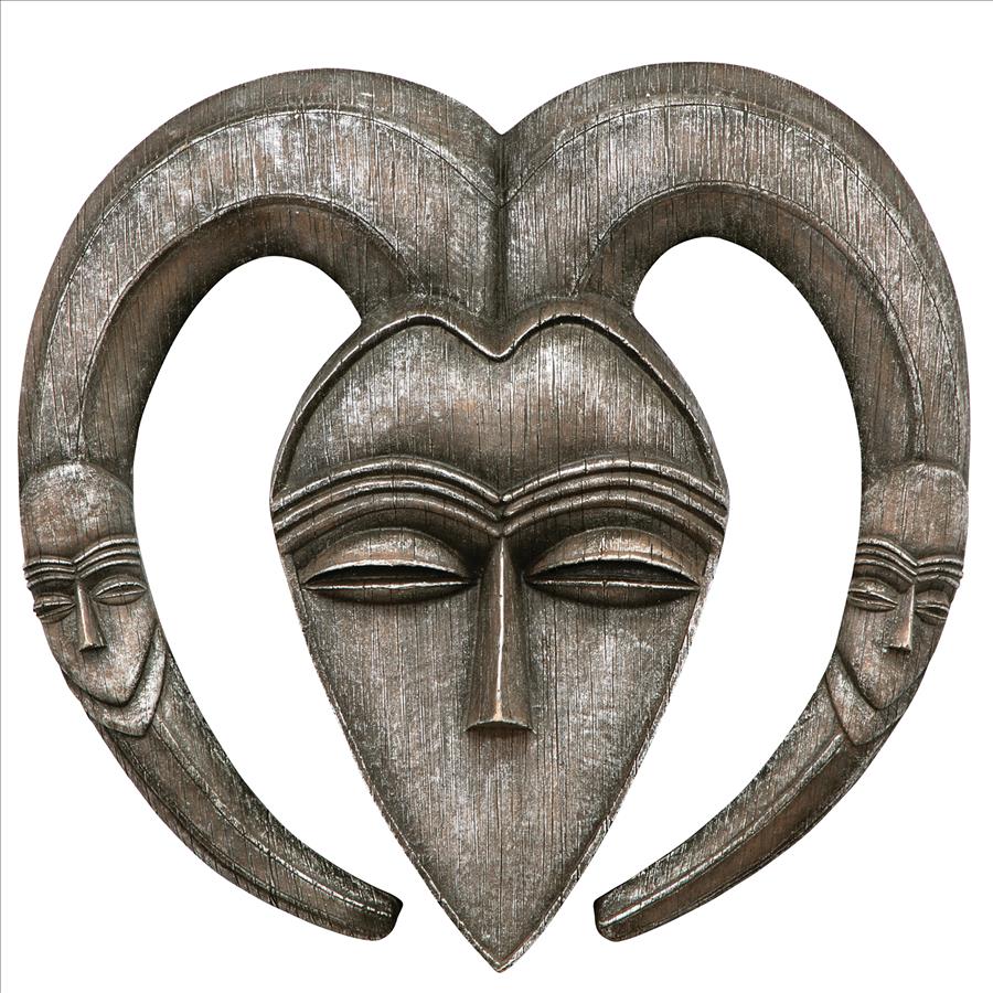 African Tribal Mask Wall Sculpture: Kwele