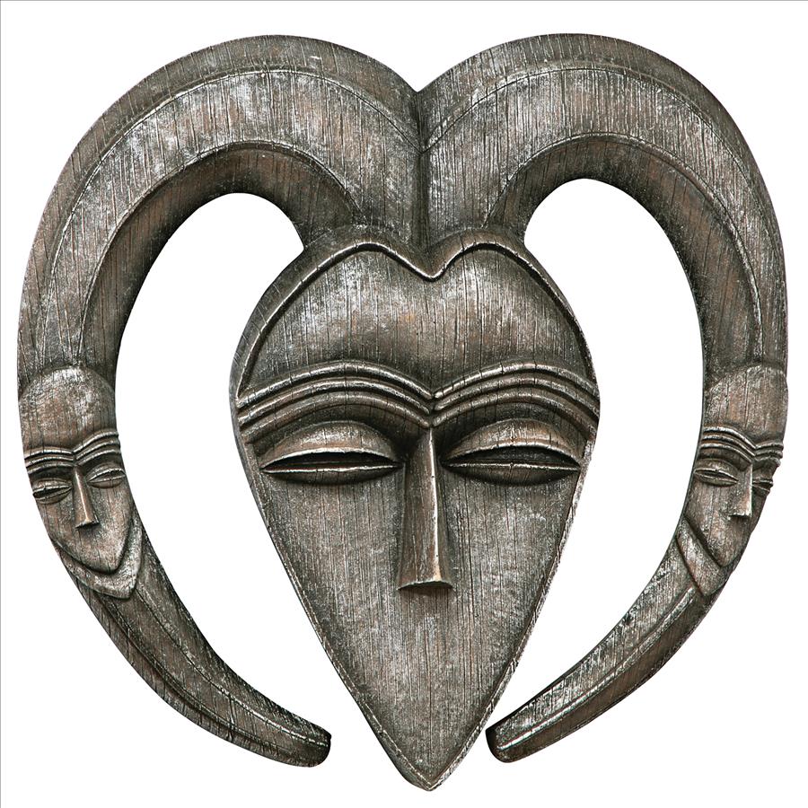 African Tribal Mask Wall Sculpture: Kwele