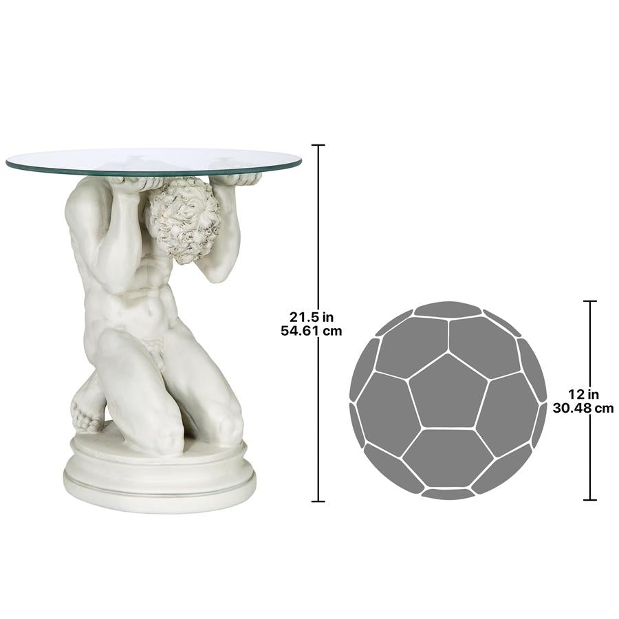 Neoclassical Nude Male Glass-Topped Sculptural Table