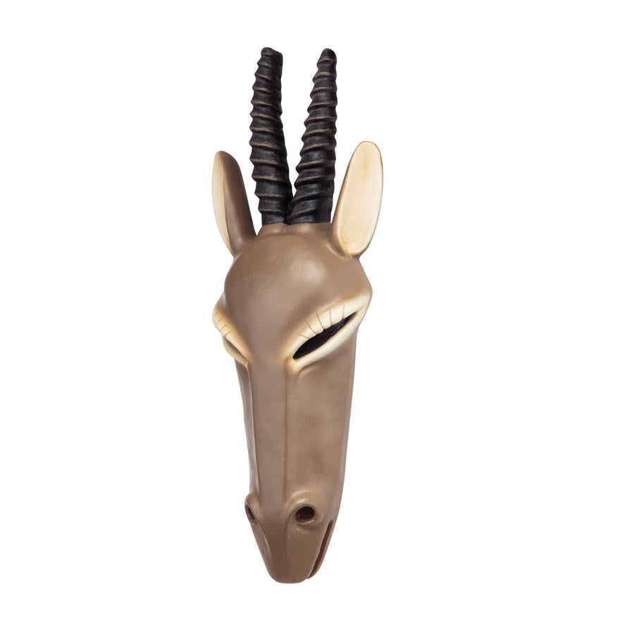 African Serengeti Animal Mask Tribal-Style Wall Sculpture: Gemsbok