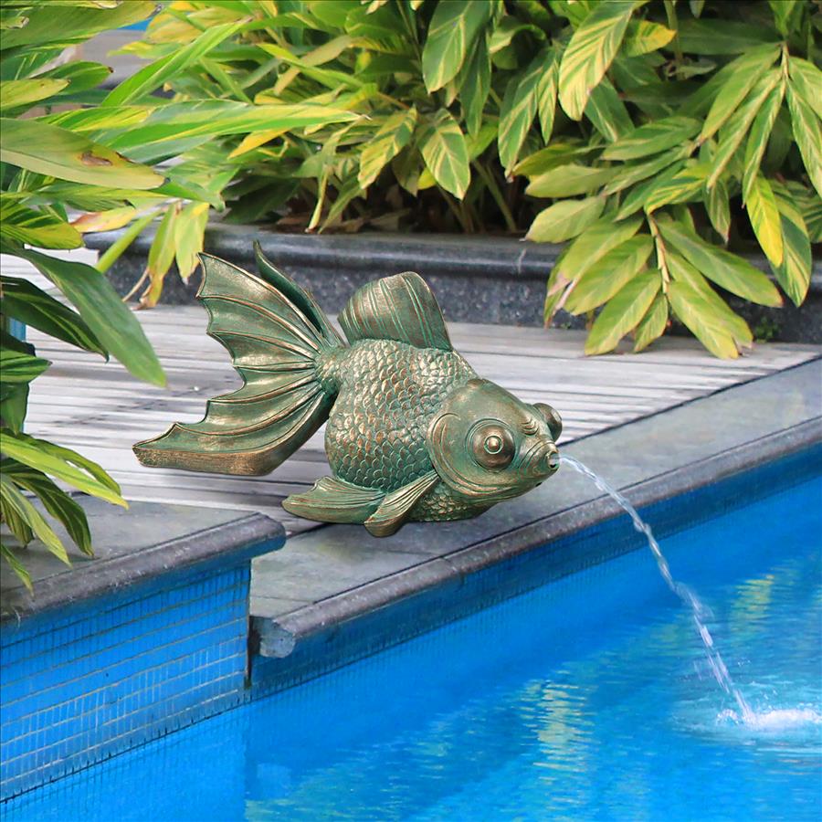 Butterfly Asian Koi Piped Spitter Statue