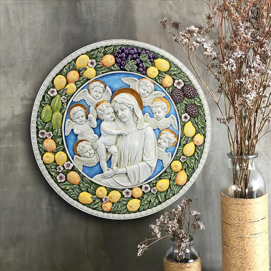 Virgin Mary and Child Roundel Wall Sculpture