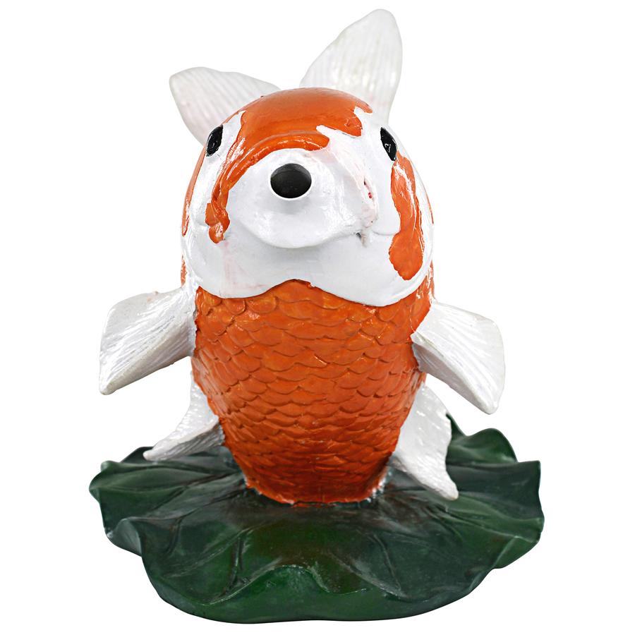 Kohaku Asian Koi Piped Spitter Statue