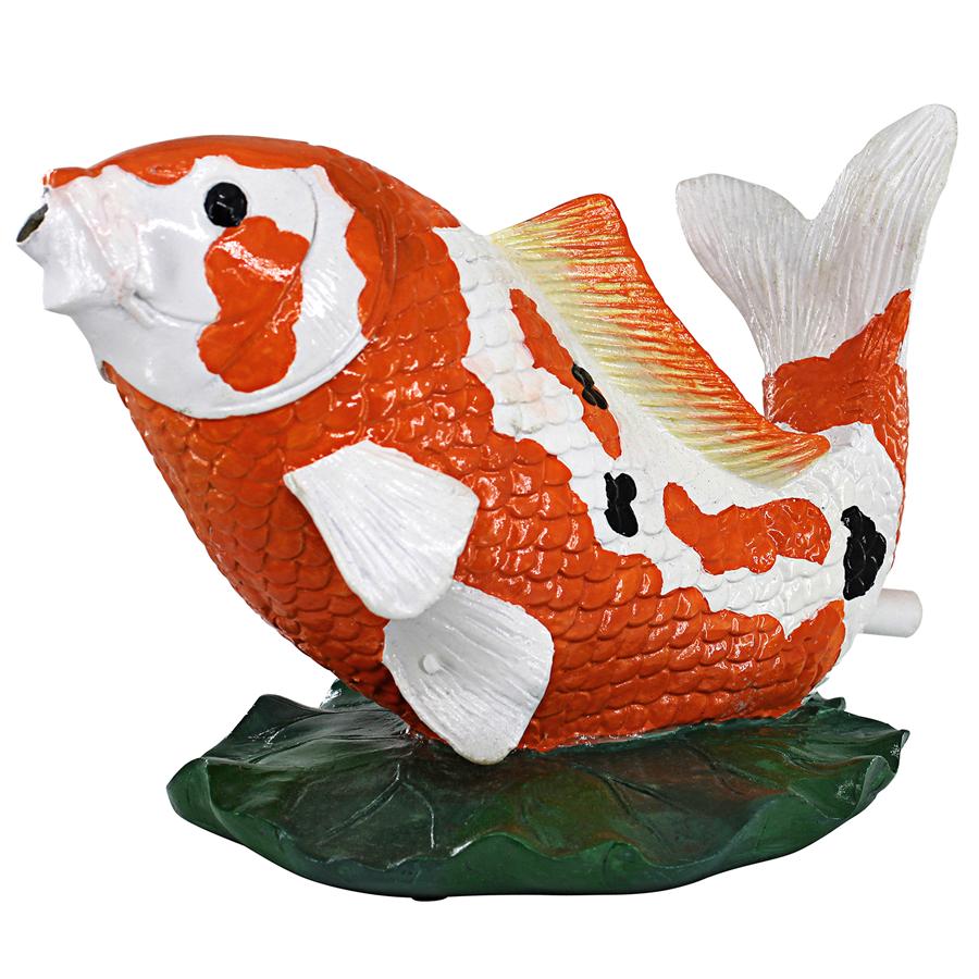 Kohaku Asian Koi Piped Spitter Statue