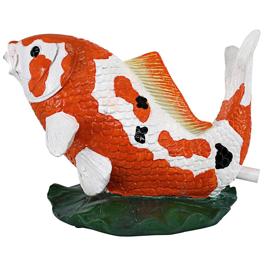 Kohaku Asian Koi Piped Spitter Statue