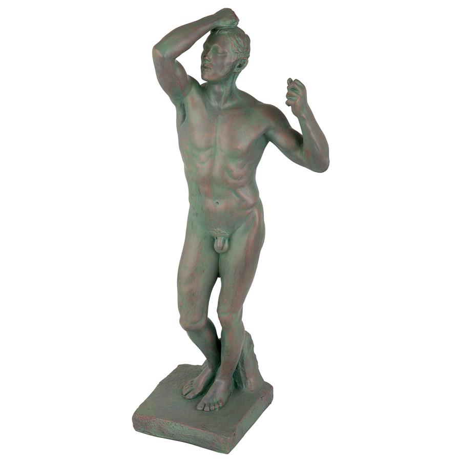 The Bronze Age Nude Male Statue (1877): Faux Bronze Verdigris