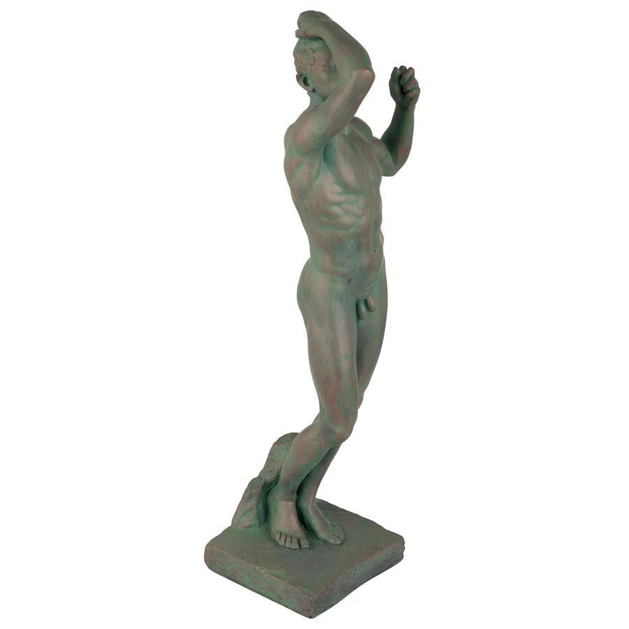 The Bronze Age Nude Male Statue (1877): Faux Bronze Verdigris