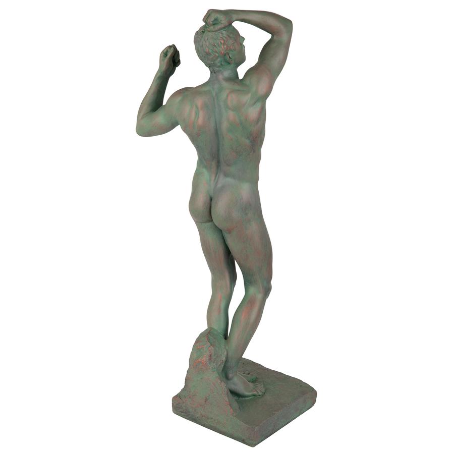 The Bronze Age Nude Male Statue (1877): Faux Bronze Verdigris