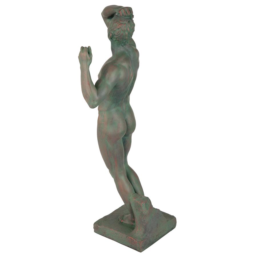 The Bronze Age Nude Male Statue (1877): Faux Bronze Verdigris