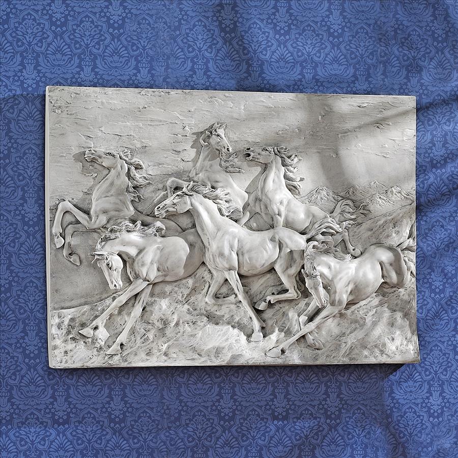 Wild Horse Stampede Frieze Wall Sculpture