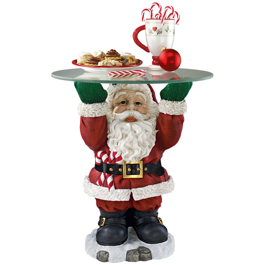 Santa Claus Sculptural Glass-Topped Holiday Table