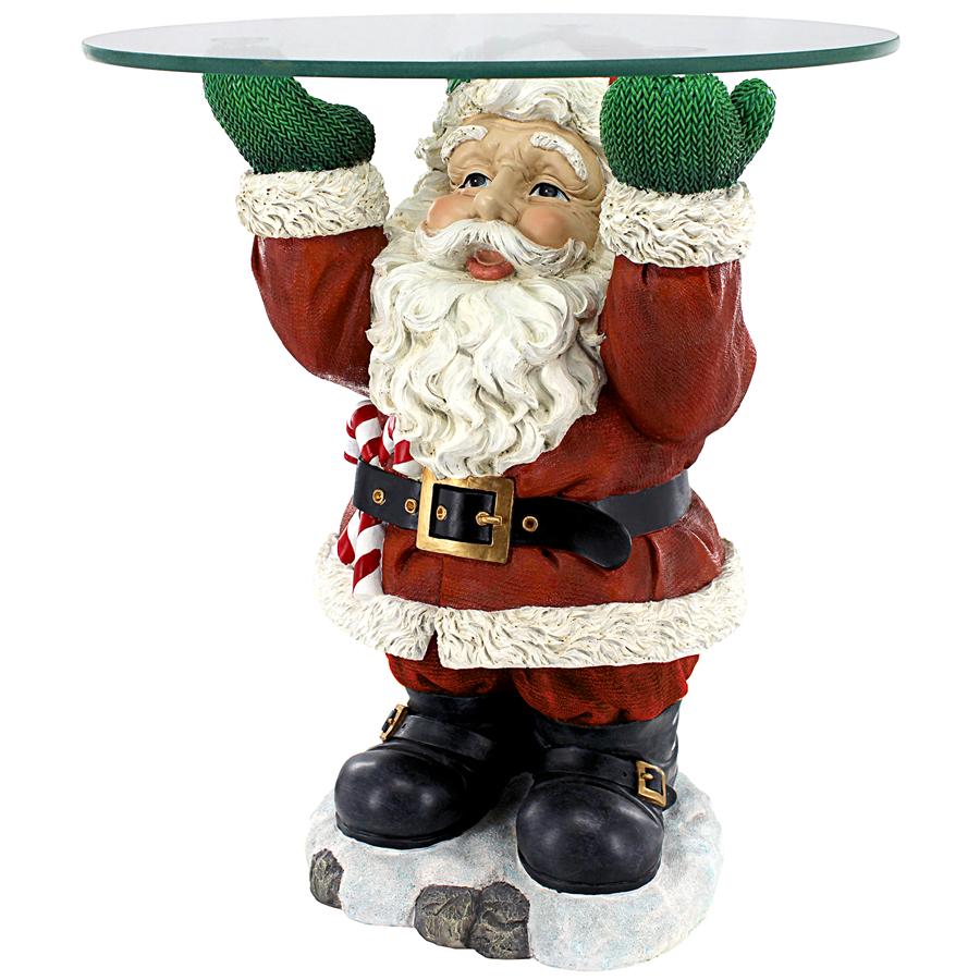 Santa Claus Sculptural Glass-Topped Holiday Table