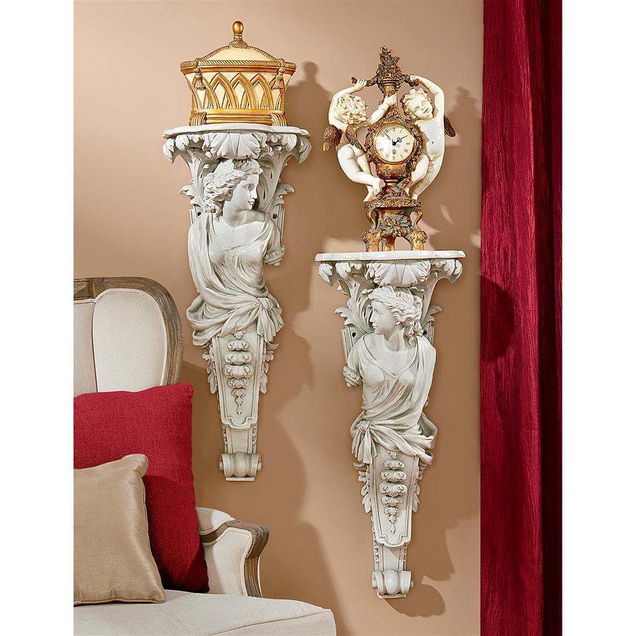 French Baroque Caryatid Wall Sculptures: Set of Two