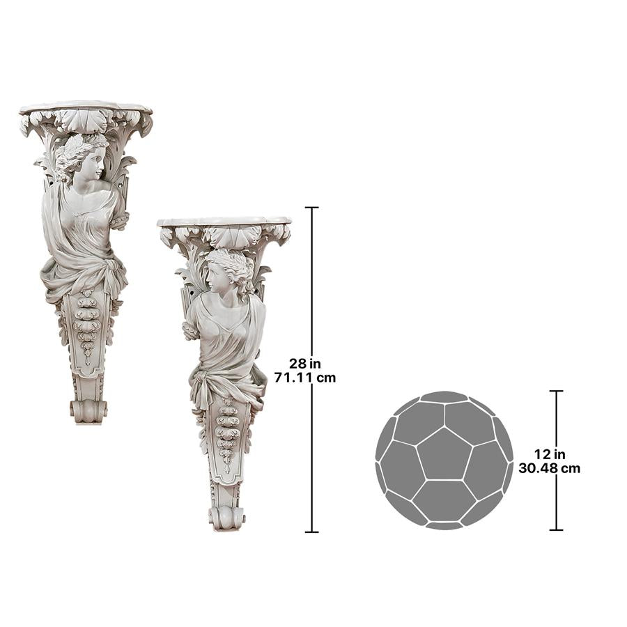 French Baroque Caryatid Wall Sculptures: Set of Two