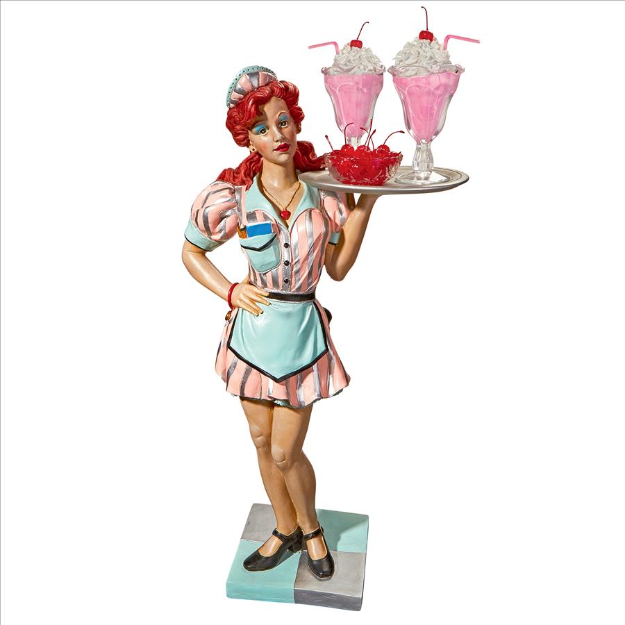Retro Rosie Diner Dame Waitress Sculptural Pedestal Table