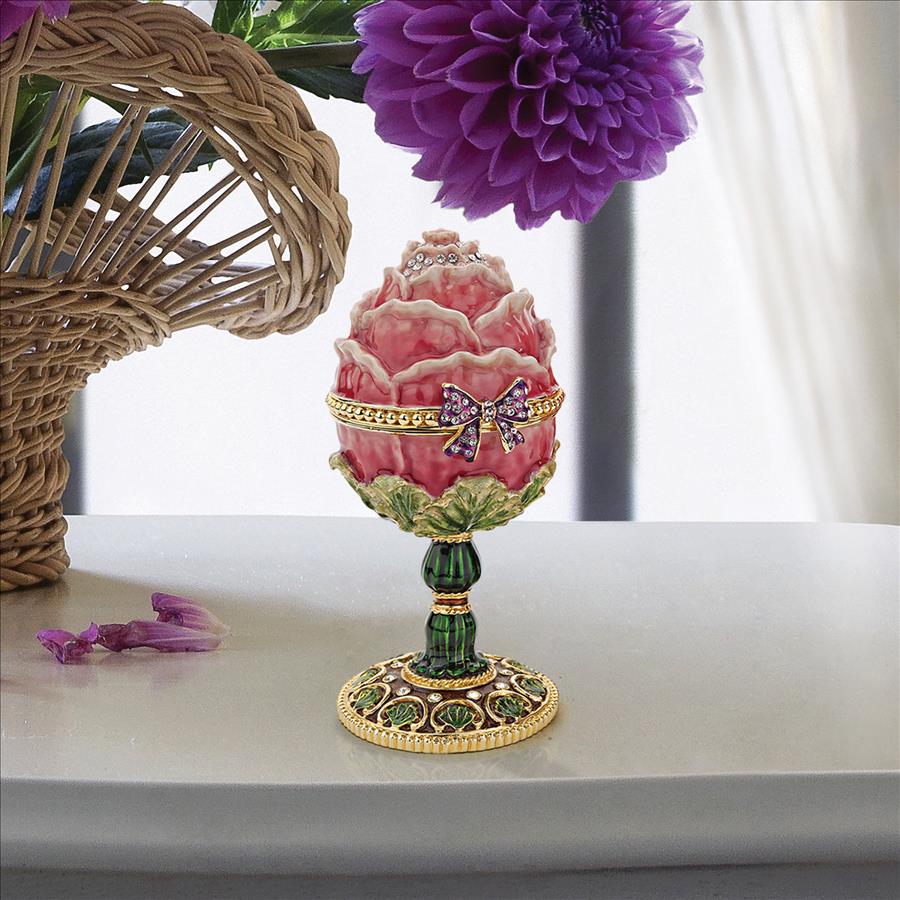 Gardens Treasures Romanov-Style Collectible Enameled Egg: Rose