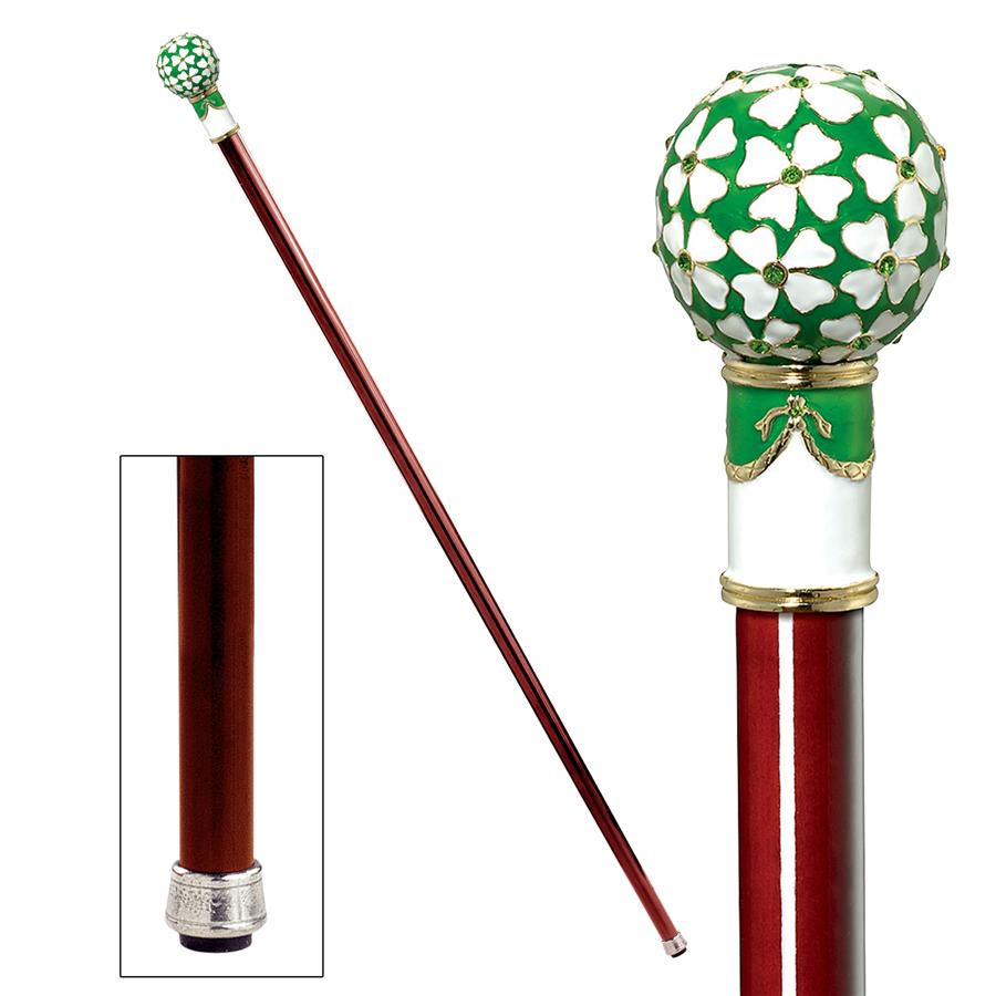 The Imperial Collection: Four Leaf Clover Enameled Walking Stick