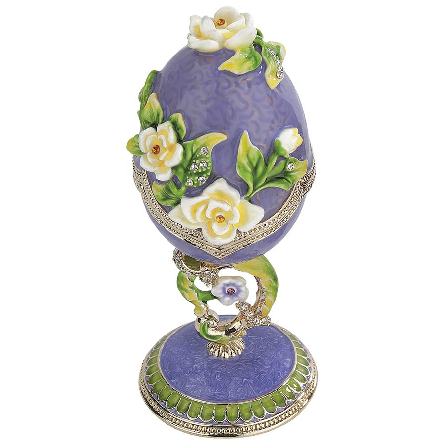 Spring Bouquet Romanov-Style Collectible Enameled Egg: Lavender