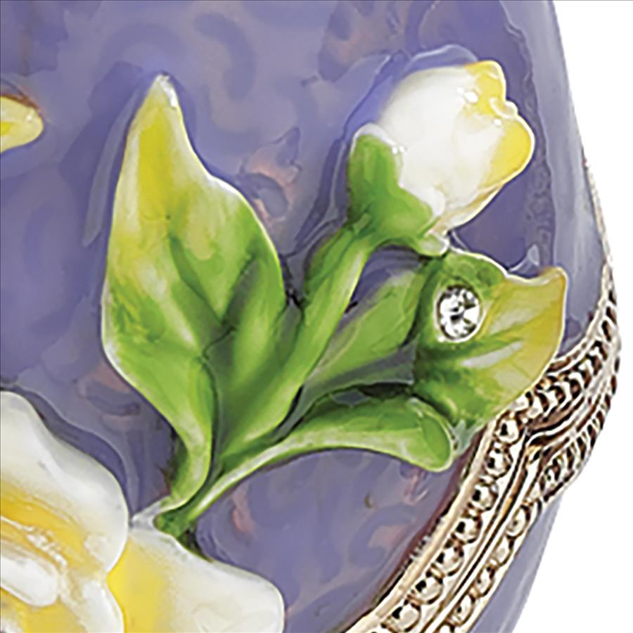 Spring Bouquet Romanov-Style Collectible Enameled Egg: Lavender