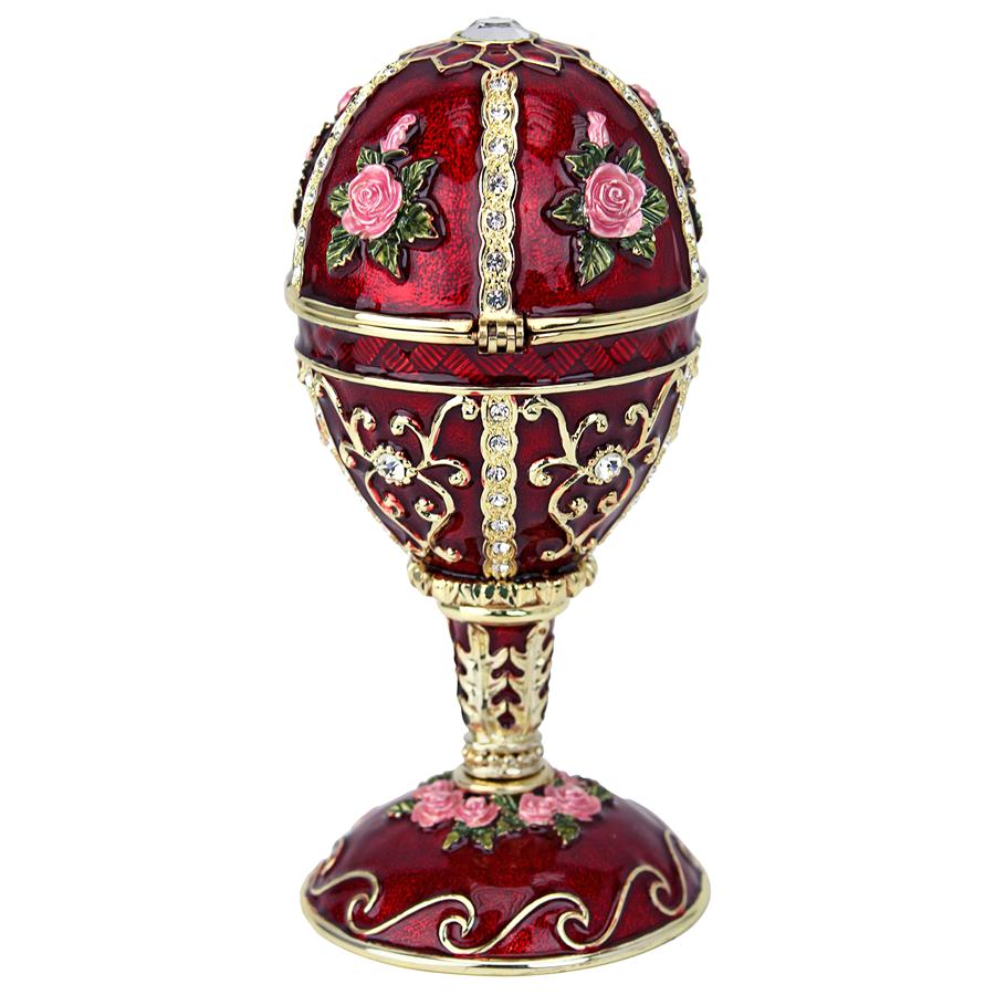 Ruby Rosette Romanov-Style Collectible Enameled Egg