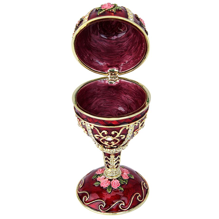 Ruby Rosette Romanov-Style Collectible Enameled Egg