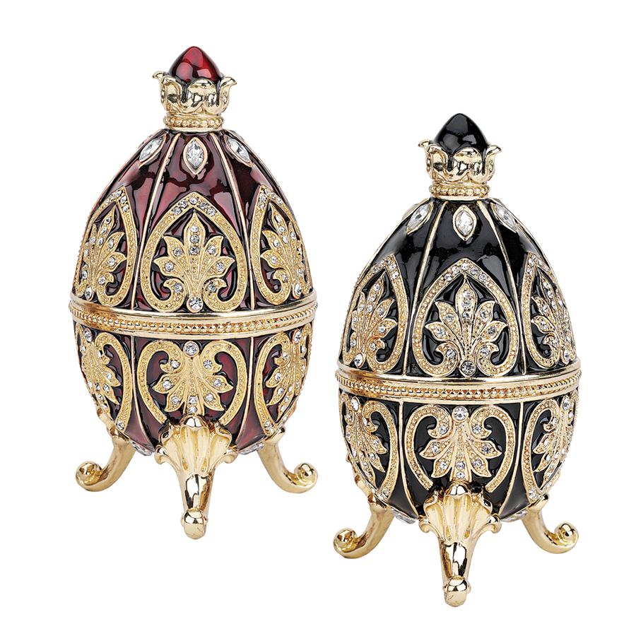Alexander Palace Romanov-Style Collectible Enameled Eggs: Set of Two