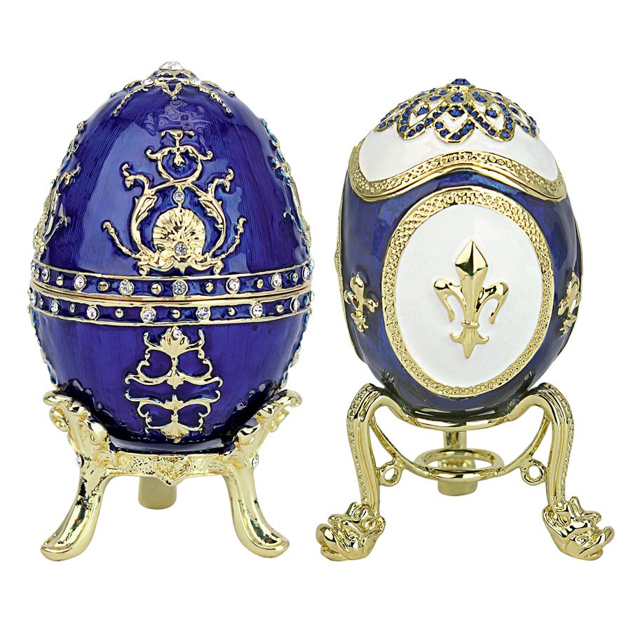 Peterhof Palace Romanov-Style Collectible Enameled Eggs: Set of Two