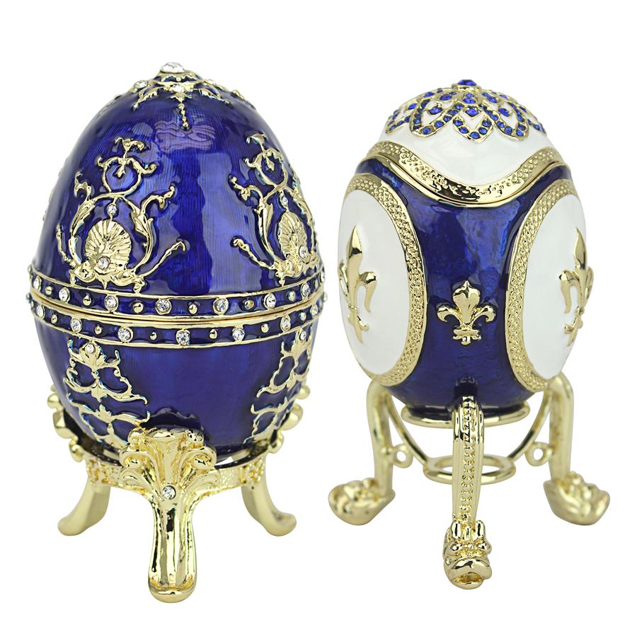 Peterhof Palace Romanov-Style Collectible Enameled Eggs: Set of Two