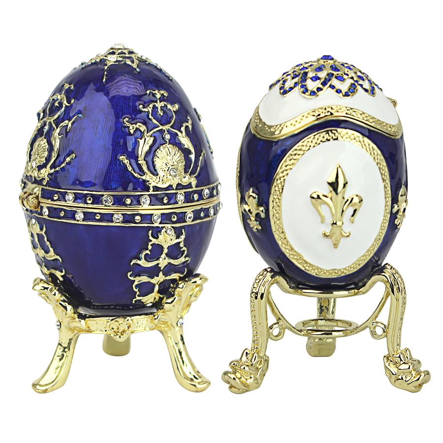 Peterhof Palace Romanov-Style Collectible Enameled Eggs: Set of Two