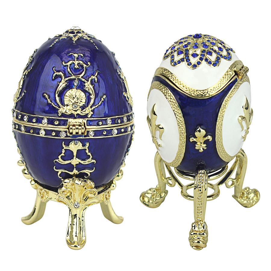 Peterhof Palace Romanov-Style Collectible Enameled Eggs: Set of Two