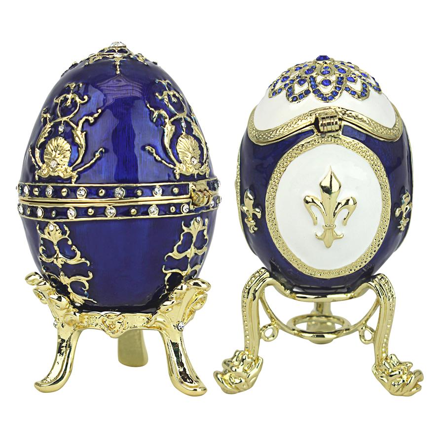 Peterhof Palace Romanov-Style Collectible Enameled Eggs: Set of Two