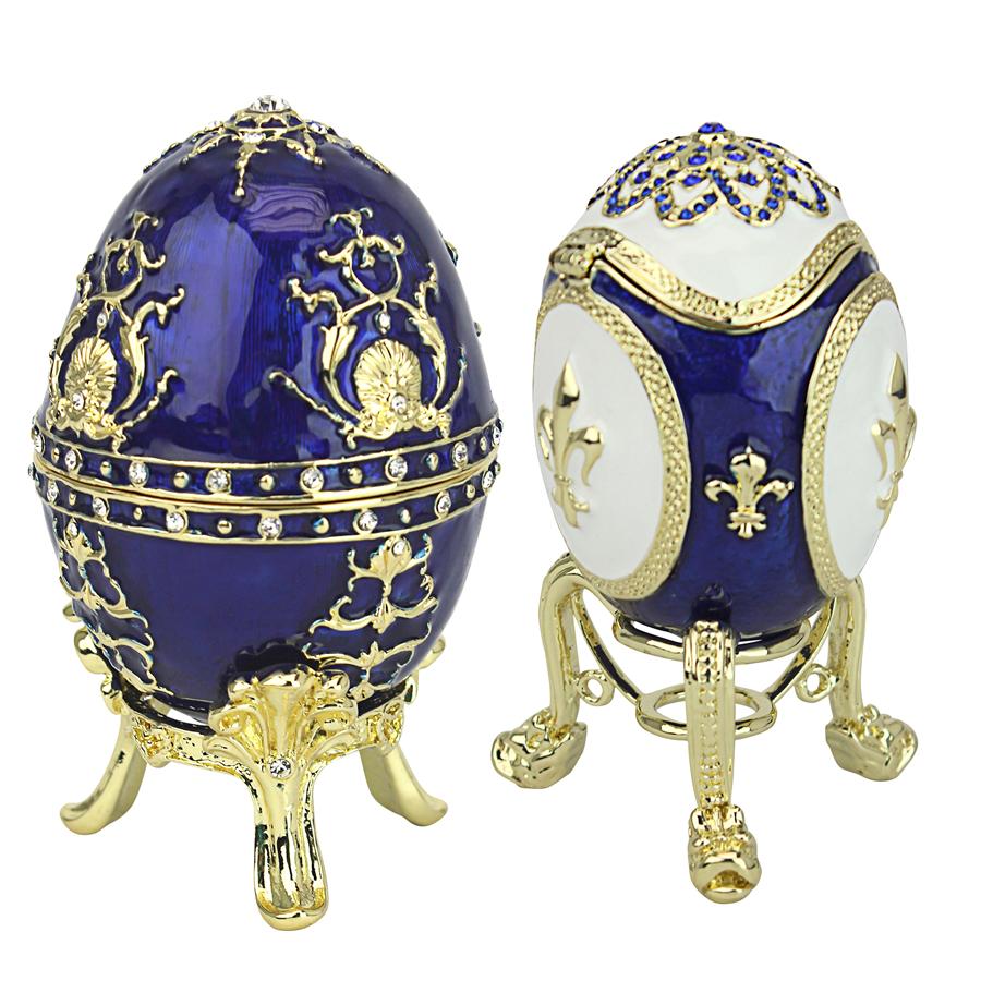 Peterhof Palace Romanov-Style Collectible Enameled Eggs: Set of Two