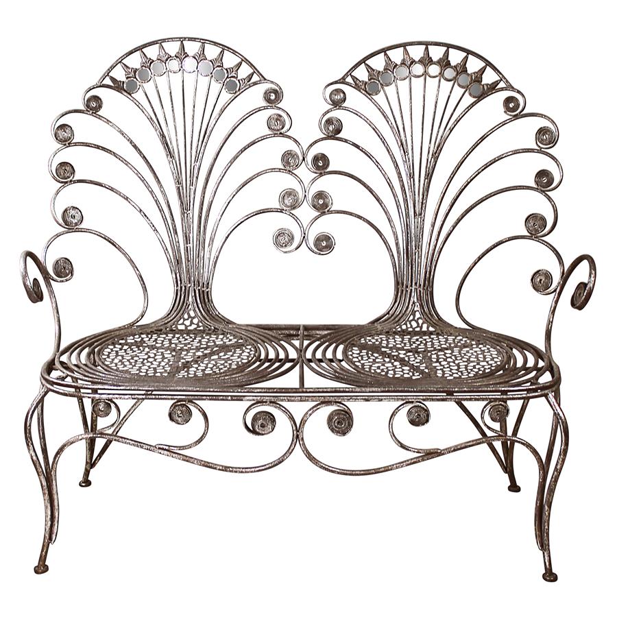 Grand Peacock Metal Garden Loveseat Bench