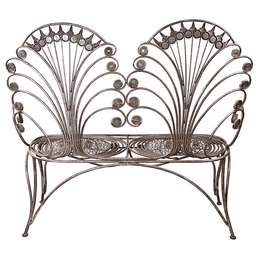 Grand Peacock Metal Garden Loveseat Bench