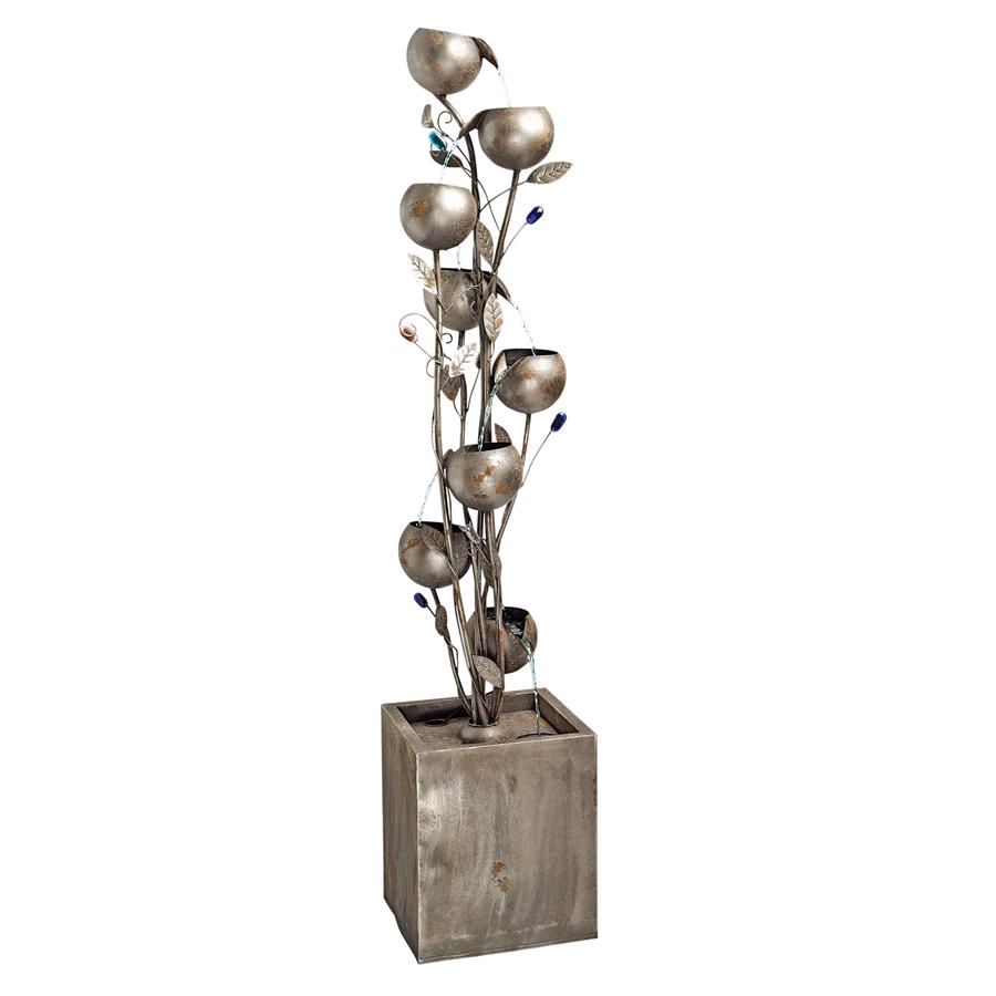 Abstract Floral Cascading Metal Tower Fountain