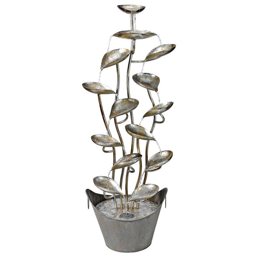 Rain Forest Leaves Cascading Metal Fountain