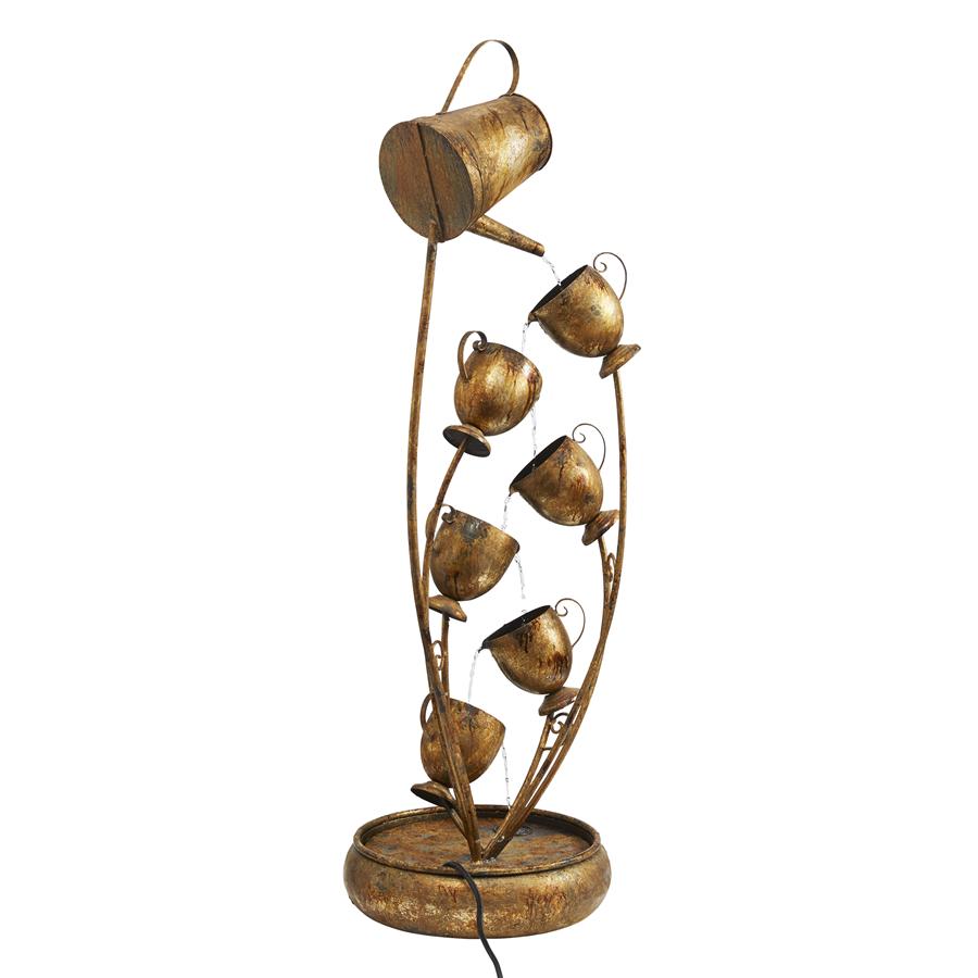 Garden Tea Party Cascading Metal Sculptural Fountain