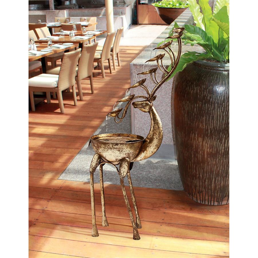 Deer Antler Falls Cascading Metal Sculptural Fountain