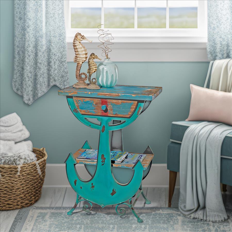Anchors Aweigh Vintage Coastal Sculptural Side Table