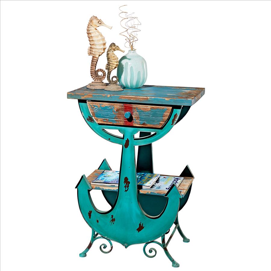 Anchors Aweigh Vintage Coastal Sculptural Side Table