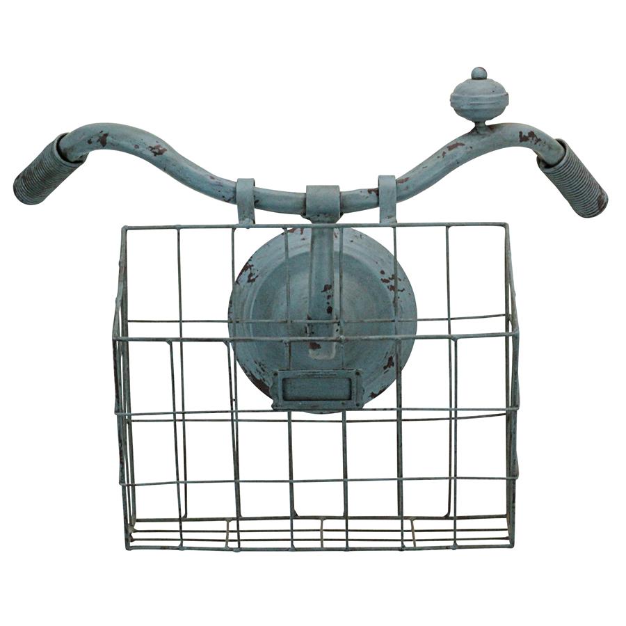 Weather Worn Vintage Bicycle Basket Wall Planter & Magazine Rack