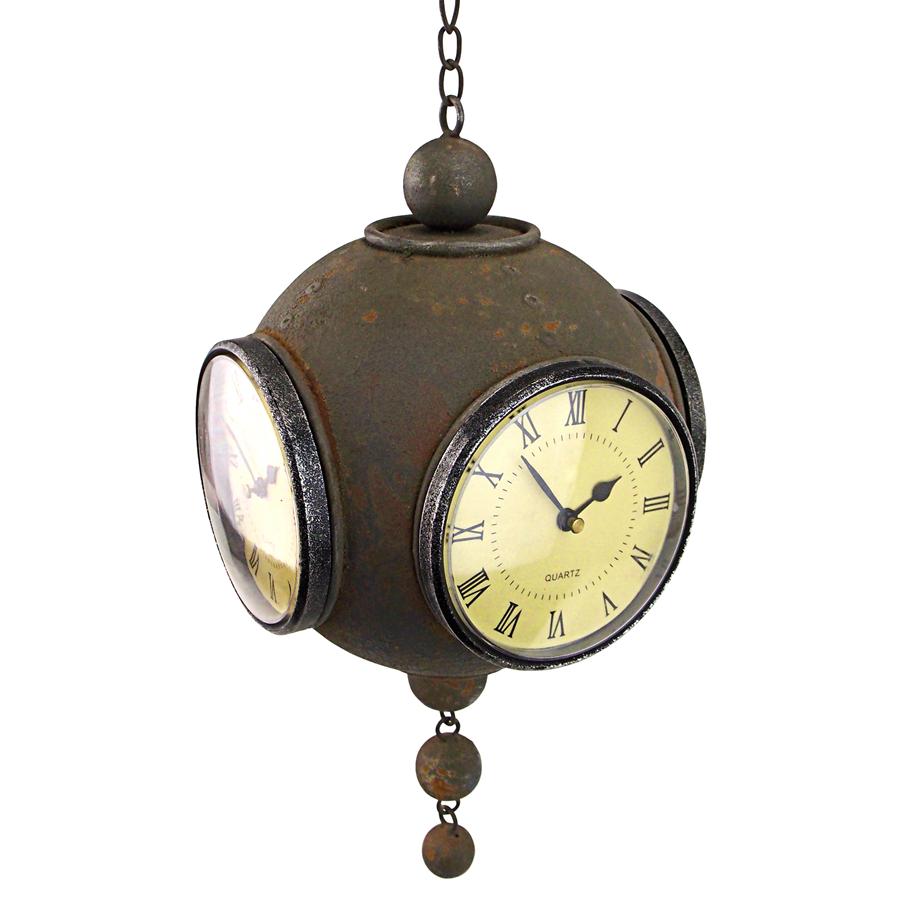 Victorian Grunge Four-Sided Hanging Spherical Clock