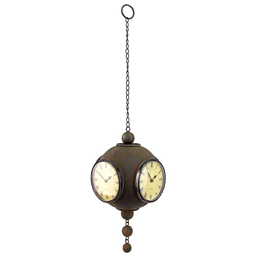 Victorian Grunge Four-Sided Hanging Spherical Clock