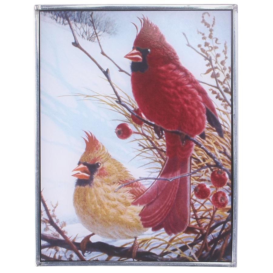 Windy Cardinal Birds Art Glass