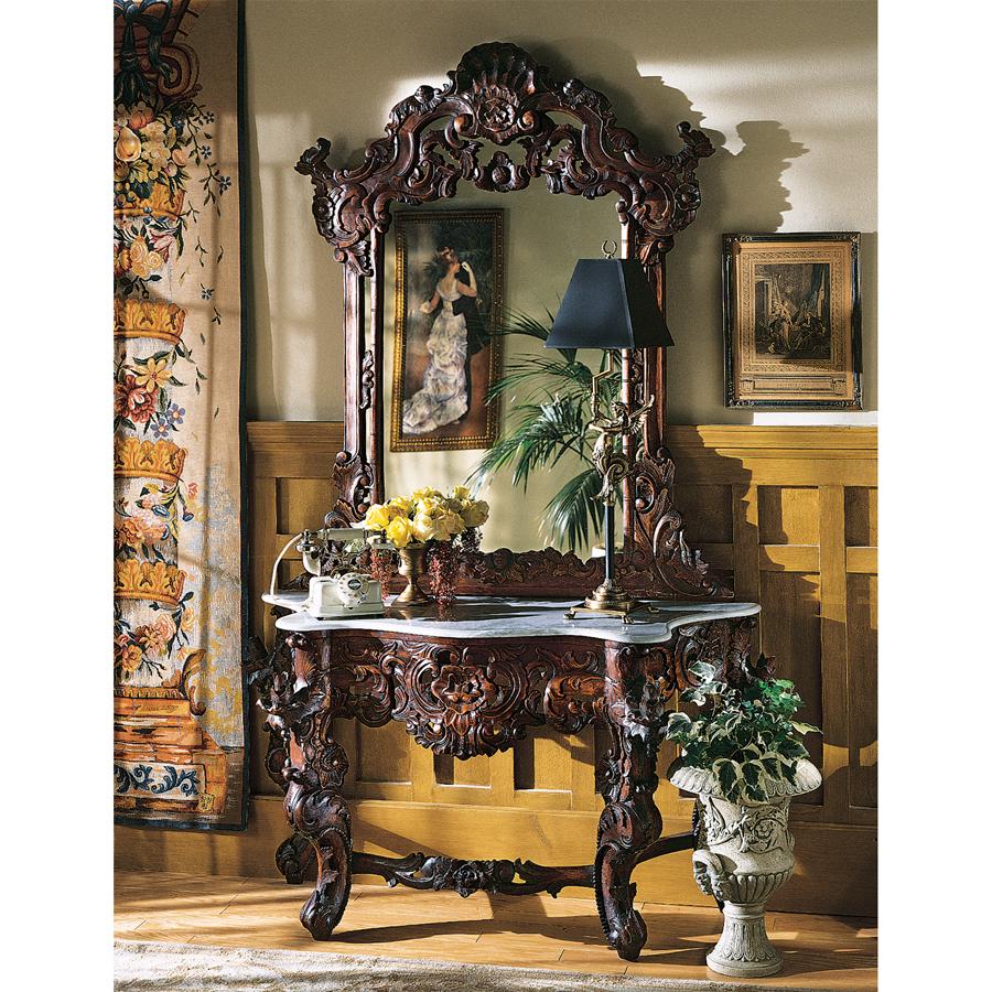 Hapsburg Mirror and Marble Topped Console Table Set