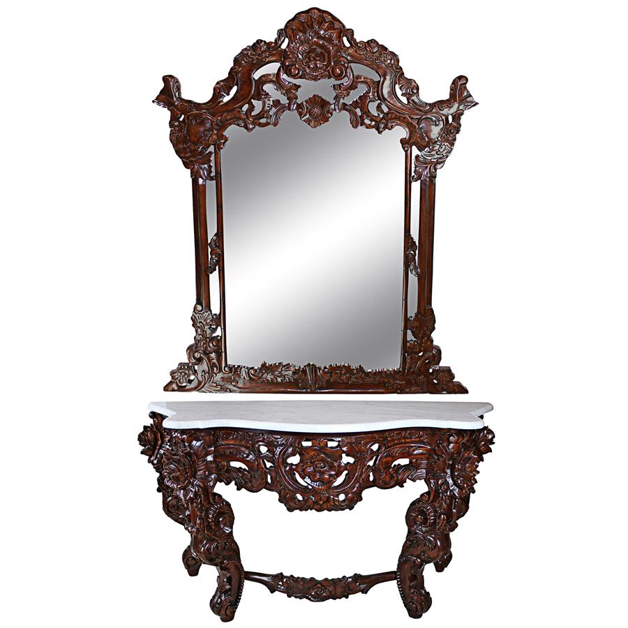 Hapsburg Mirror and Marble Topped Console Table Set