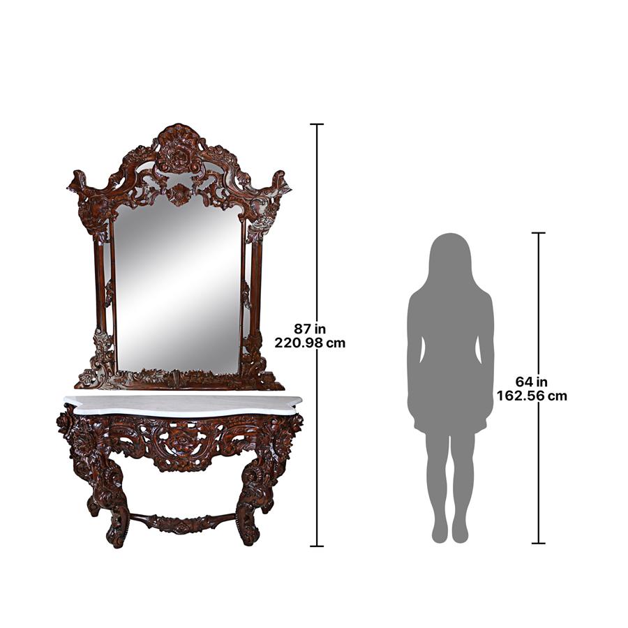 Hapsburg Mirror and Marble Topped Console Table Set