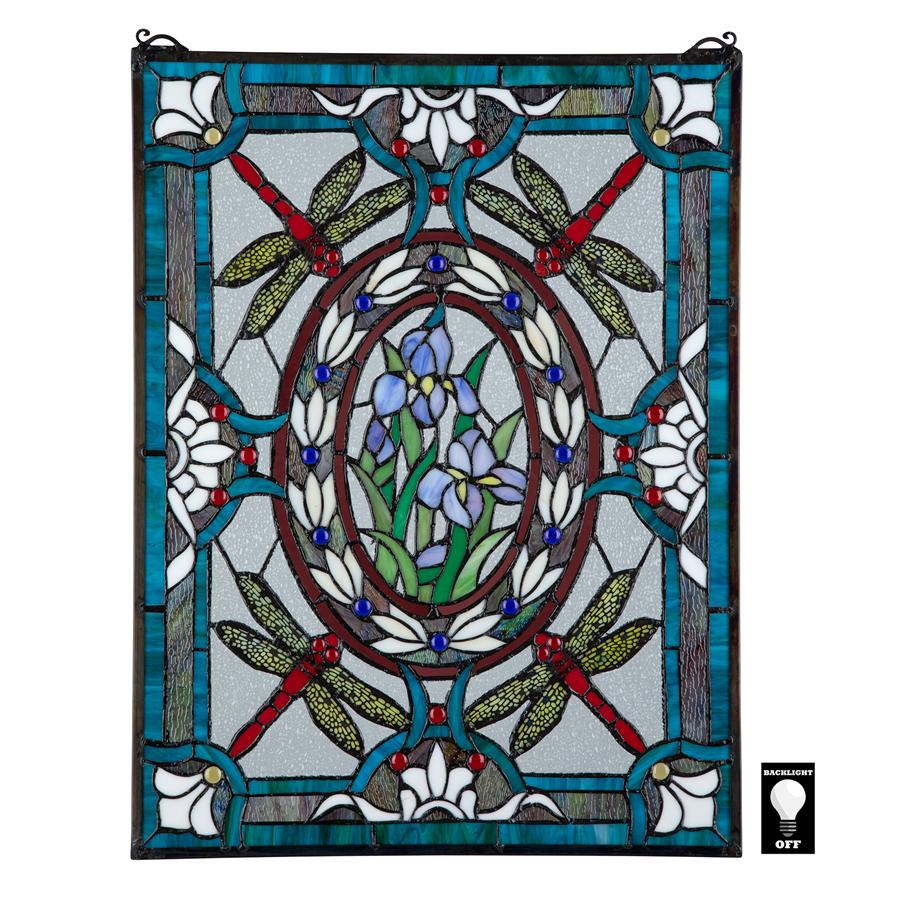 Dragonfly Floral Stained Glass Window