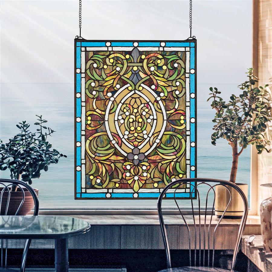 Beguiled in Blue Tiffany-Style Stained Glass Window