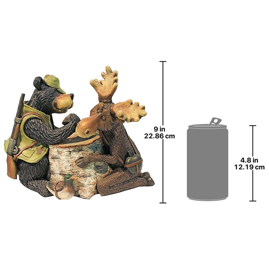 Moose and Black Bear Arm Wrestling Statue